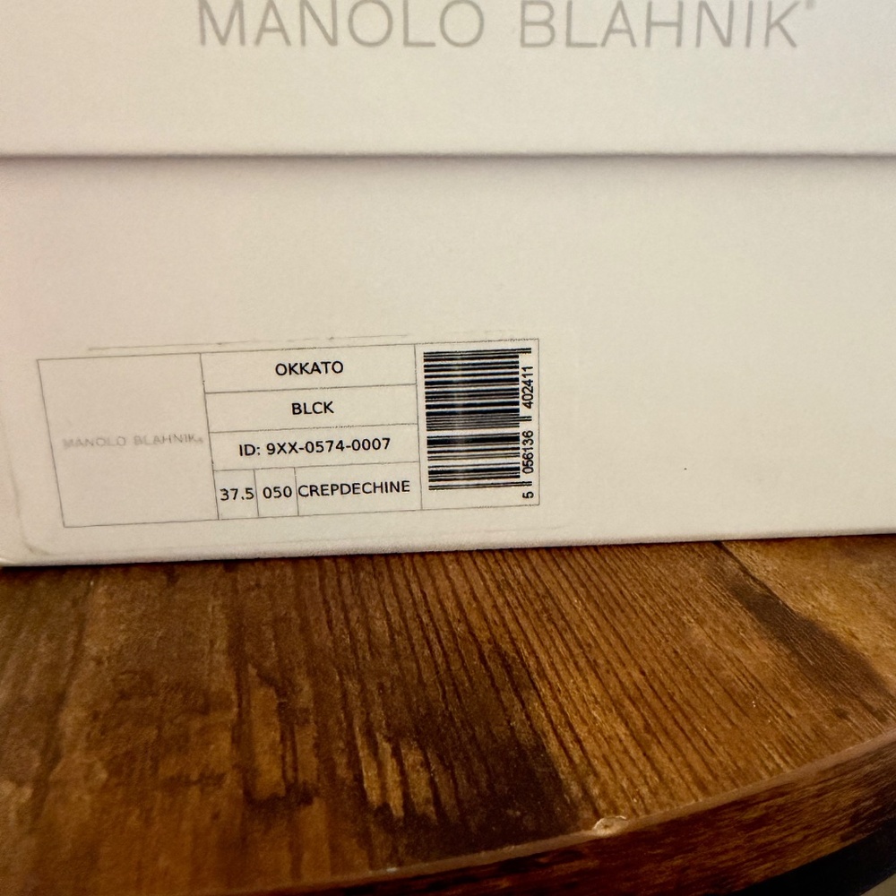 Manolo Blahnik Black Embellished Satin Pumps with Crystal Brooch - Picture 4 of 13